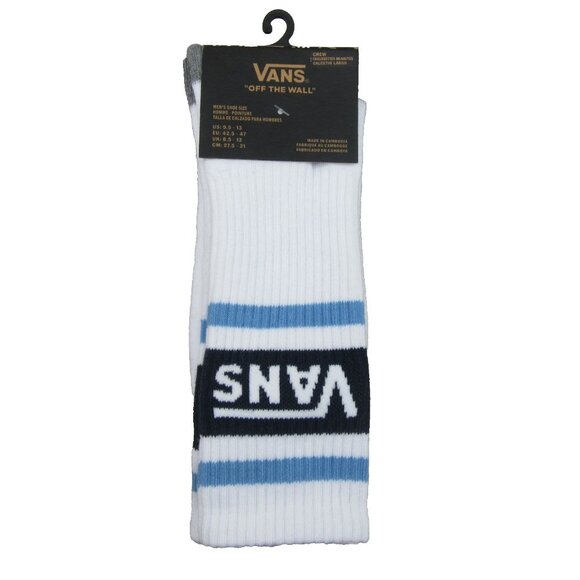Vans Unisex Retro White Blue Striped Crew Socks Size 9.5 -13 (1 Pair) NEW - Picture 1 of 10